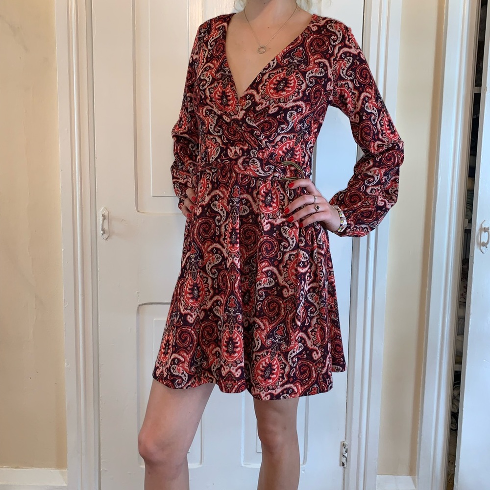 Anthro Belted Paisley Fit & Flare Knit Dress - Picture 7 of 16